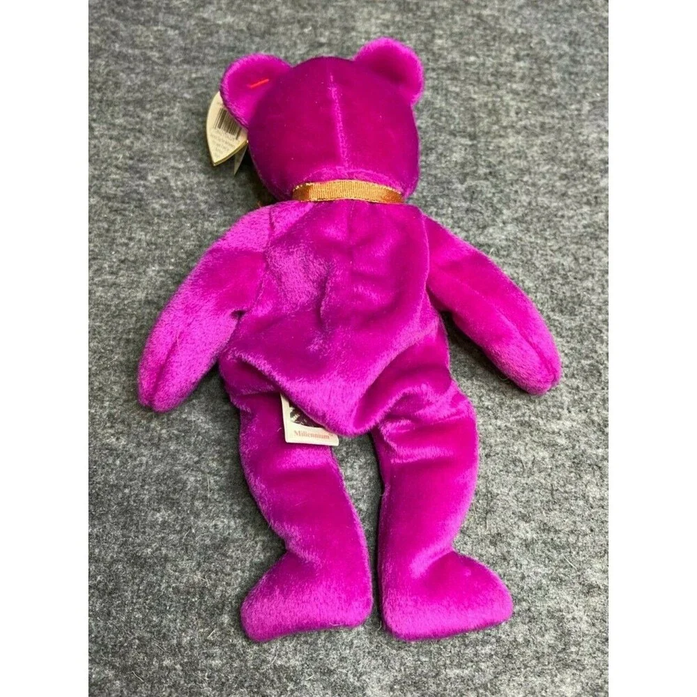 Ty Beanie Baby 8” Millennium Teddy Bear Purple Bean Plush Stuffed Animal Toy